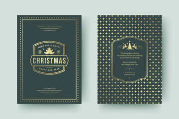 Christmas greeting card vintage typographic quote design vector illustration with pattern