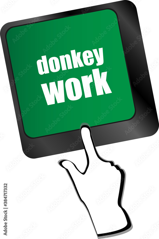 Poster donkey work button on computer keyboard key