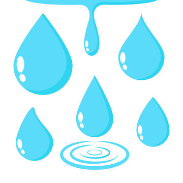 Water drop blue icon set with liquid splash design isolated vector