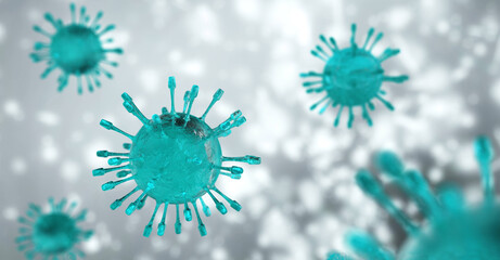 Virus infection close-up, 3d rendering
