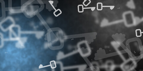 Abstract light blue and grey background with flying keys