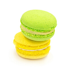 stack of green and yellow macaron cookies