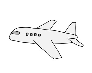 飛行機の手描きのイラスト／シンプル／かわいい／落書き／航空機／交通／ジェット機／旅客機