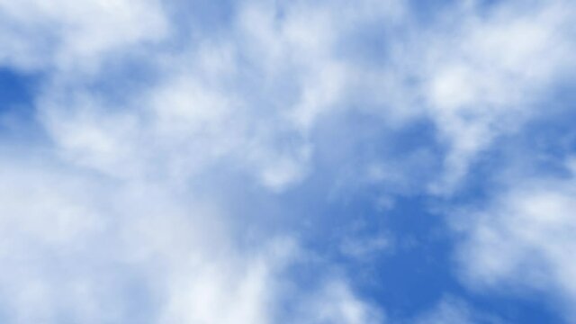 Camera fly through the realistic blue cloudy sky 3D animation rendered as PNG RGBA (rgb+alpha). Transparent background.