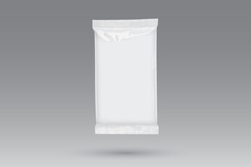 paper white flow packaging with transparent shadows  on gray background mock up