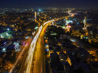 Fototapeta na wymiar Athens cityscape aerial view at dusk