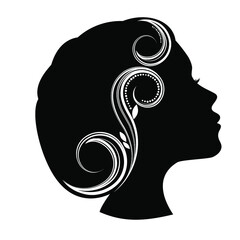 Female profile of a beautiful young woman with curls of hair