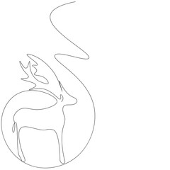 Christmas background with deer drawing. Vector illustration