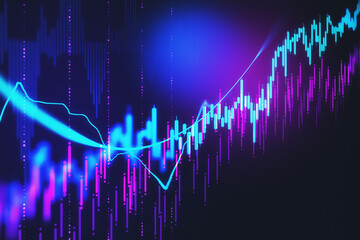 Creative glowing forex chart wallpaper with candlestick.