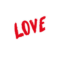 lettering word Love on Valentines Day Hand drawn typography isolated on the white background.