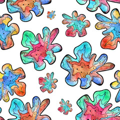 Fototapeta na wymiar Seamless floral pattern. Watercolor drawing. Bright, on a white background.