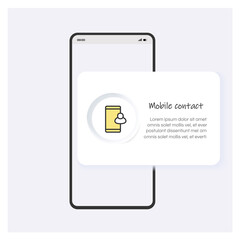 Mobile contact line icon or button. Mobile app template design. Contact data for communication. Phone book. Modern web page vector illustration concept for mobile app development