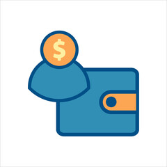 wallet icon vector. wallet with money and user icon .flat design style payment icon vector concept