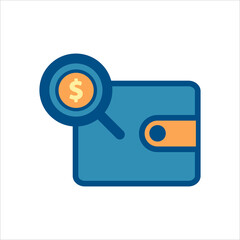 wallet icon vector. wallet with search icon .flat design style payment icon vector concept