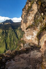 pathway and rock face, Mount Saksarayuq, Andes mountains