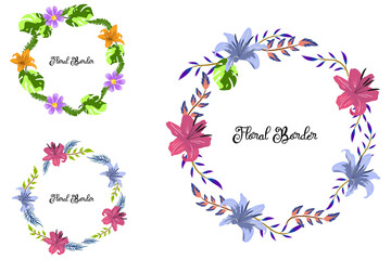 Wedding Invitation Card with Floral Ornament and decoration with colorful plant and blossom concept