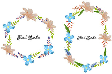 Wedding Invitation Card with Floral Ornament and decoration with colorful plant and blossom concept