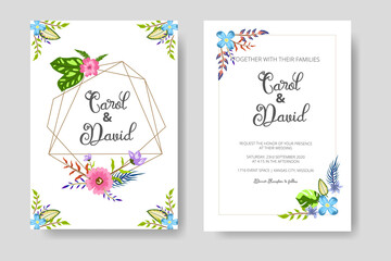 Wedding Invitation Card with Floral Template with green leaf concept. Create your Wedding Invitation Card with Floral Decoration