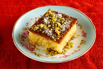 Homemade traditional Turkish dessert Revani