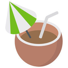 
Half coconut with straw known as coconut juice 
