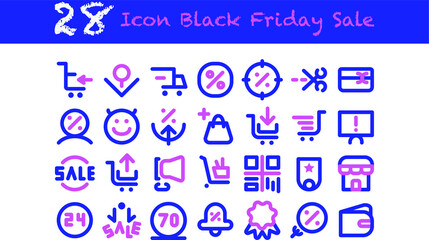 28 Icon Black Friday Sale Flat Style for any purposes website mobile app presentation