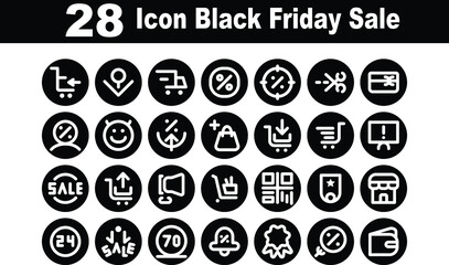 28 Icon Black Friday Sale Solid Style for any purposes website mobile app presentation