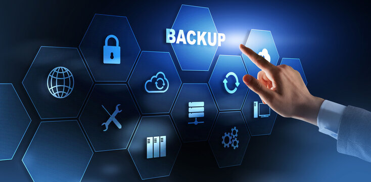 Backup Data Internet Technology Business concept On Virtual Screen.