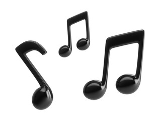 3d Rendering Black Music Notes isolated on white background