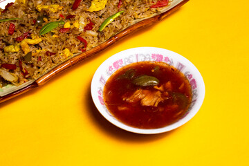 Zoom Shot of Chicken Vegetable Rice