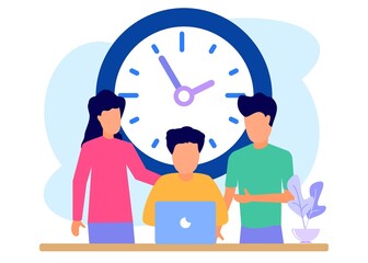 Illustration vector graphic cartoon character of time management