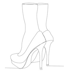 continuous line drawing of feet in shoes