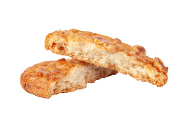 Tasty cookies with peanuts and honey baked isolated on the white
