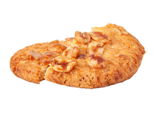 Tasty cookies with peanuts and honey baked isolated on the white