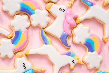 Fototapeta na wymiar Unicorn sugar cookies