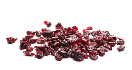 Dried cranberries isolated on white background