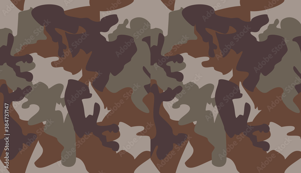 Poster Seamless camouflage pattern background vector. Classic clothing style masking camo repeat print. Olive brown grey colors texture design for virtual background, online conference, online transmission - Posters