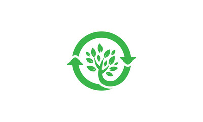 Creative Vector Illustration Logo Design. Recycle Tree Concept Go Green Nature Earth.