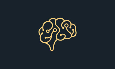 Creative Vector Illustration Logo Design. Line Brain Design.
