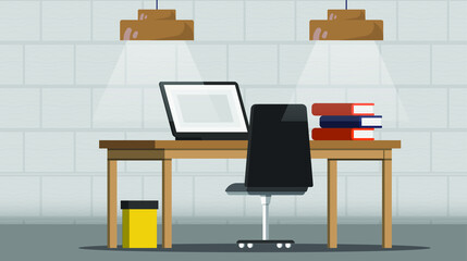 Naklejka premium Home office interior background vector