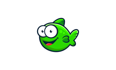 Creative Vector Illustration Logo Design. Fish Character Cartoon Mascot Design