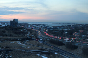 Fototapeta premium Traffic in the city. Reykjavik. Kopavogur