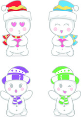 Snowman kawaii character cute element vector
