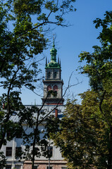 Lviv Old City architecture in the autumn sunny day