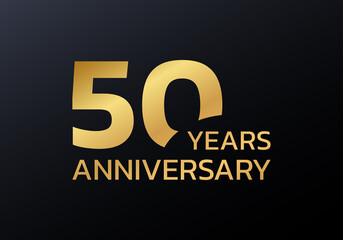 50th anniversary logo. 50 years celebrating icon or golden badge. Vector illustration. © metelsky25