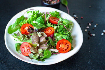healthy salad lettuce and vegetables vitamin cook snack meal on the table tasty serving size top view copy space for text food background rustic keto or paleo diet
