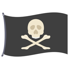 
A pirate emblem with skull, pirate flag 
