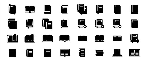 Simple Set of book, literature and reading Related Vector icon graphic design template. Contains such Icons as open book, book shelf, closed book and more