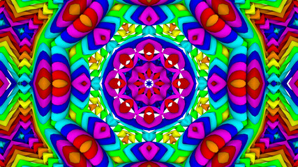 abstract background. multicolored kaleidoscope patterns. 3d render illustration