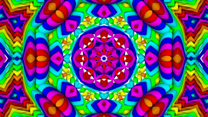 abstract background. multicolored kaleidoscope patterns. 3d render illustration