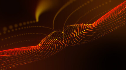 background from orange glowing particles. 3d render illustration
